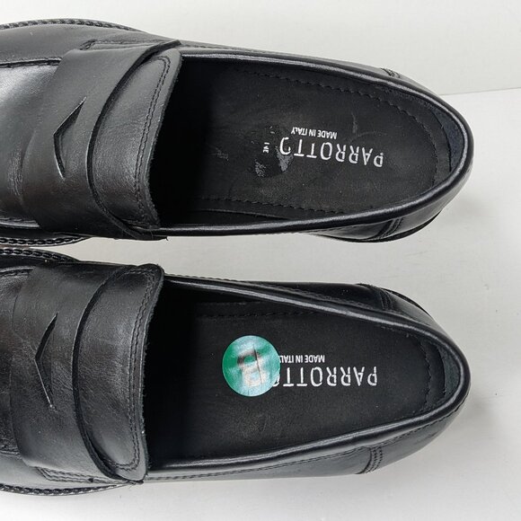 Parrotto Italian Loafers, Black Leather, Men\'s 8 M main image 4
